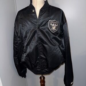 Vintage Starter Oakland Raiders NFL Satin Jacket Men's XL USA  Black
